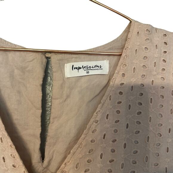 Impressions Pale Pink Eyelet Babydoll Dress with Shorts - Picture 2 of 7